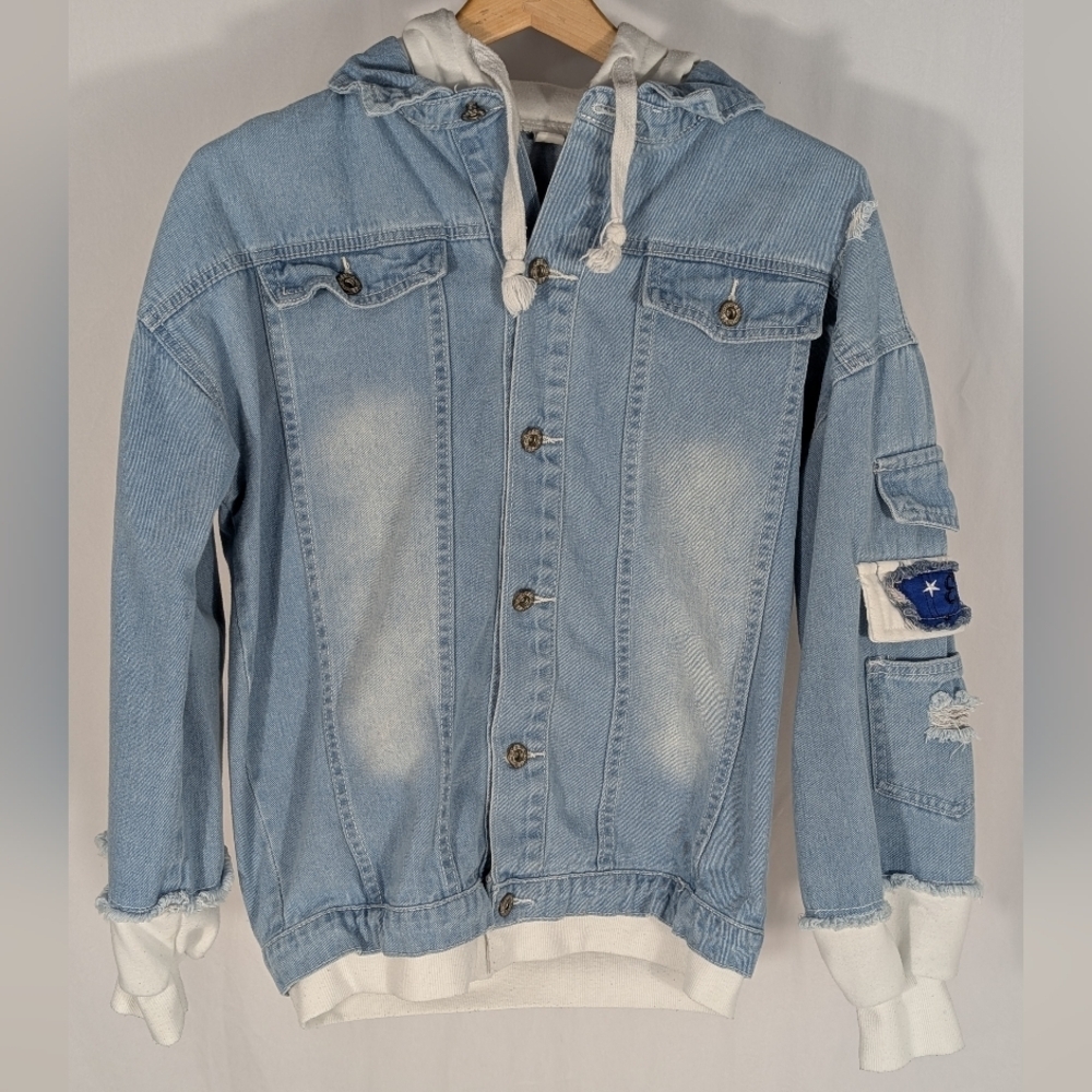 Jeans - Anime Attack on Titan Cosplay Denim Jacket Hoodie Sweatshirt Size Large